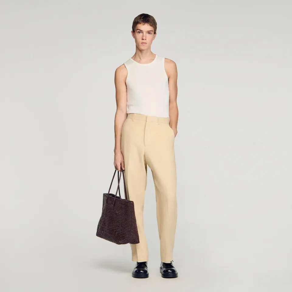 Oversized linen and cotton trousers
