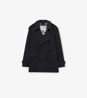Short Lightweight Cotton Trench Coat in Silhouette blue - Men, Cotton Gabardine