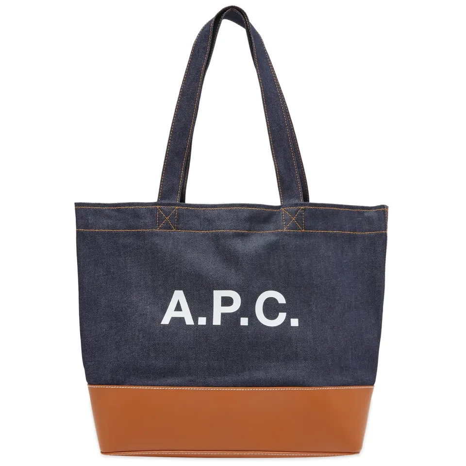 A.P.C. Large Axel Denim & Leather Tote