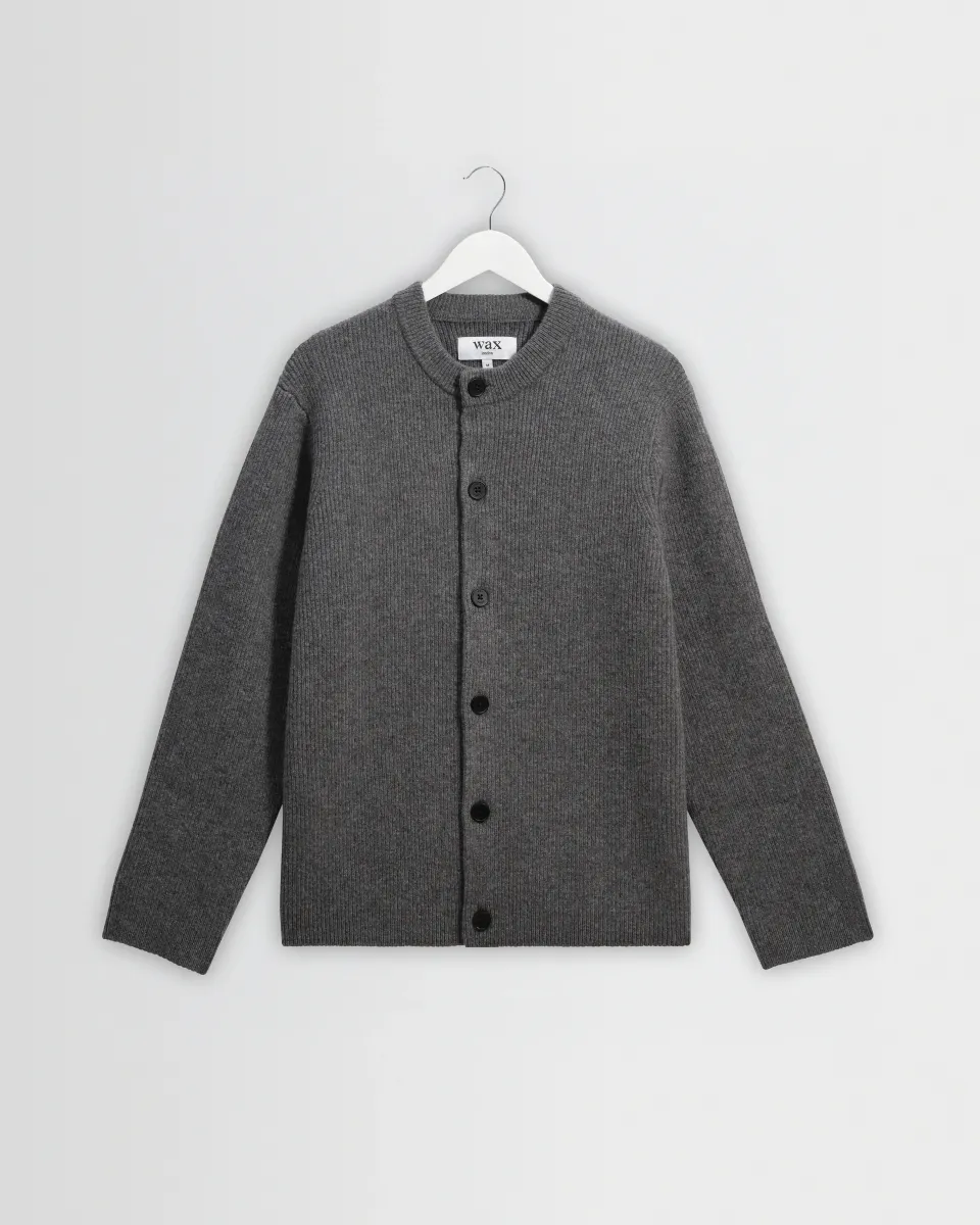 Granby - Grey Ribbed Wool Cardigan