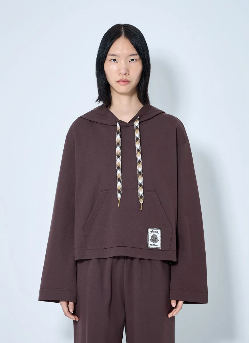 Hooded Sweatshirt with Contrast Drawstrings