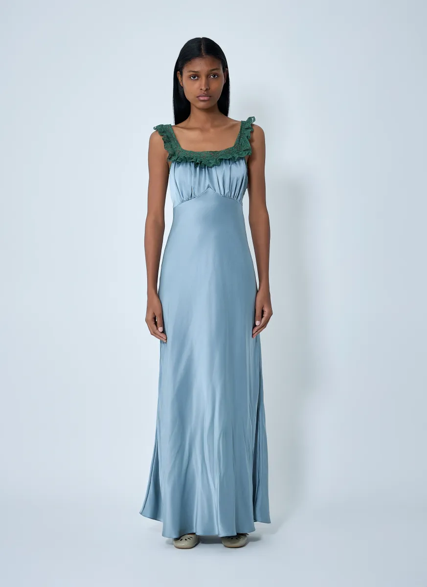 Silk Satin And Lace Maxi Dress