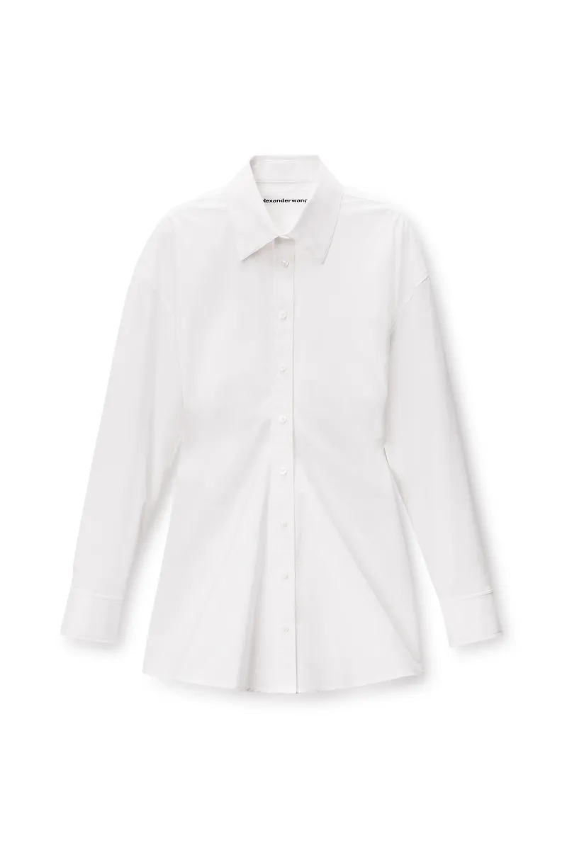 Stretch Cotton Zip Shirt Dress