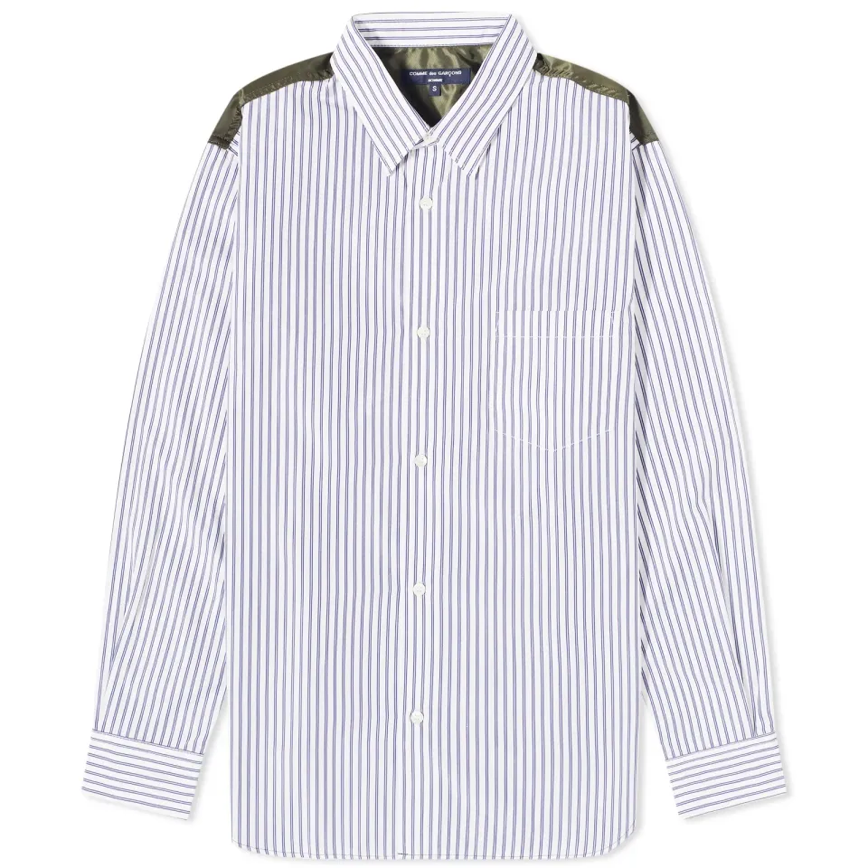 Comme Des Garçons Homme Cotton Stripe Nylon Panel Shirt