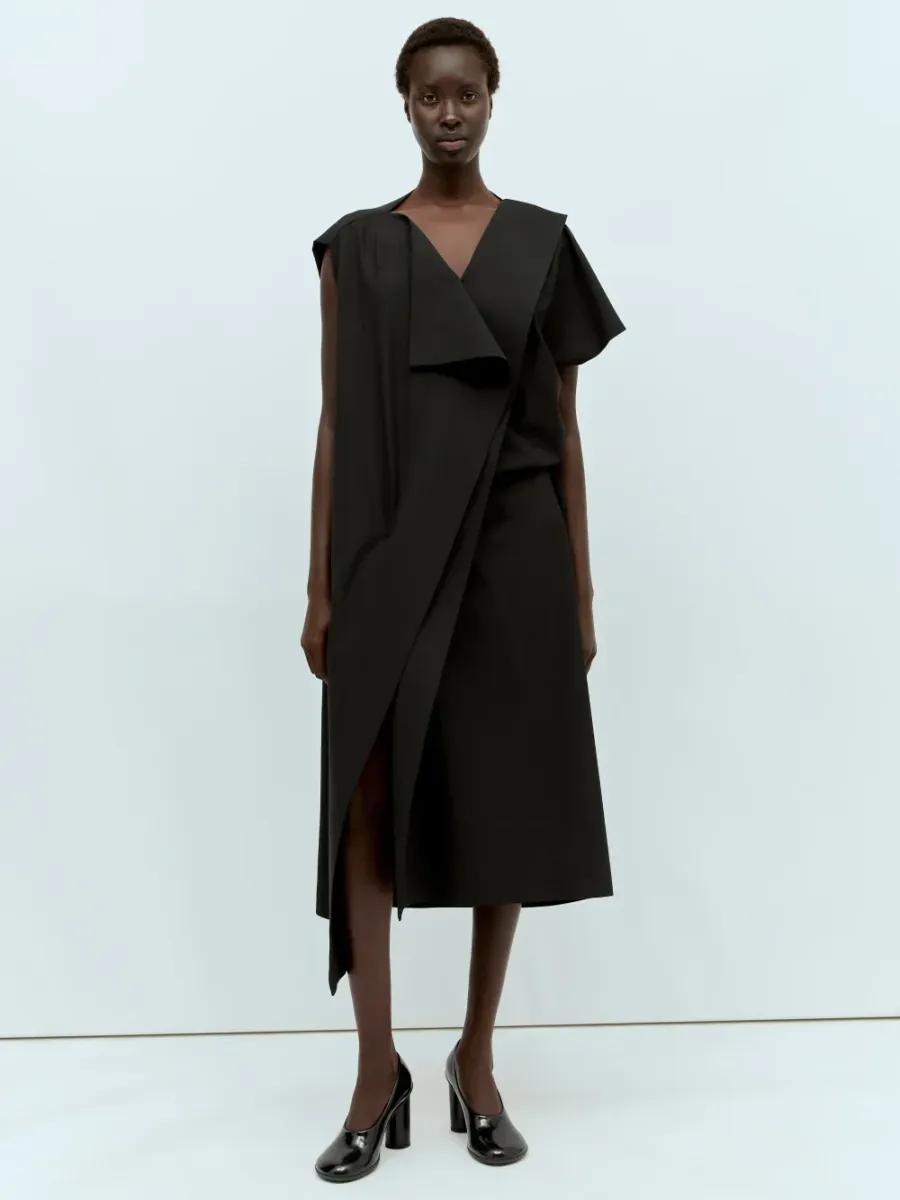 Leonie Asymmetric Drape Dress Black