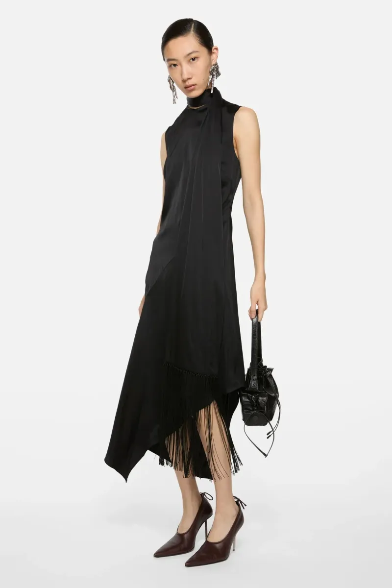 Satin Dress with scarf