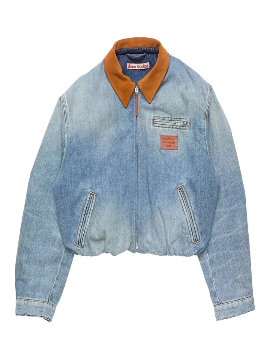 Women Denim Bomber Jacket Mid Blue