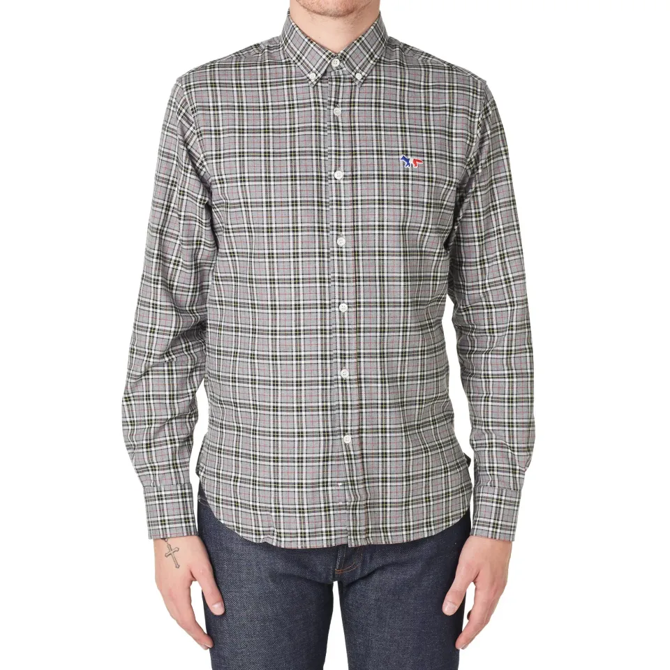 Maison Kitsuné Button Down Classic Tricolour Fox Check Shirt