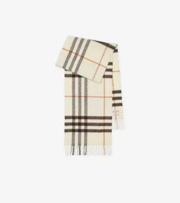 Check Cashmere Scarf in Pebble white