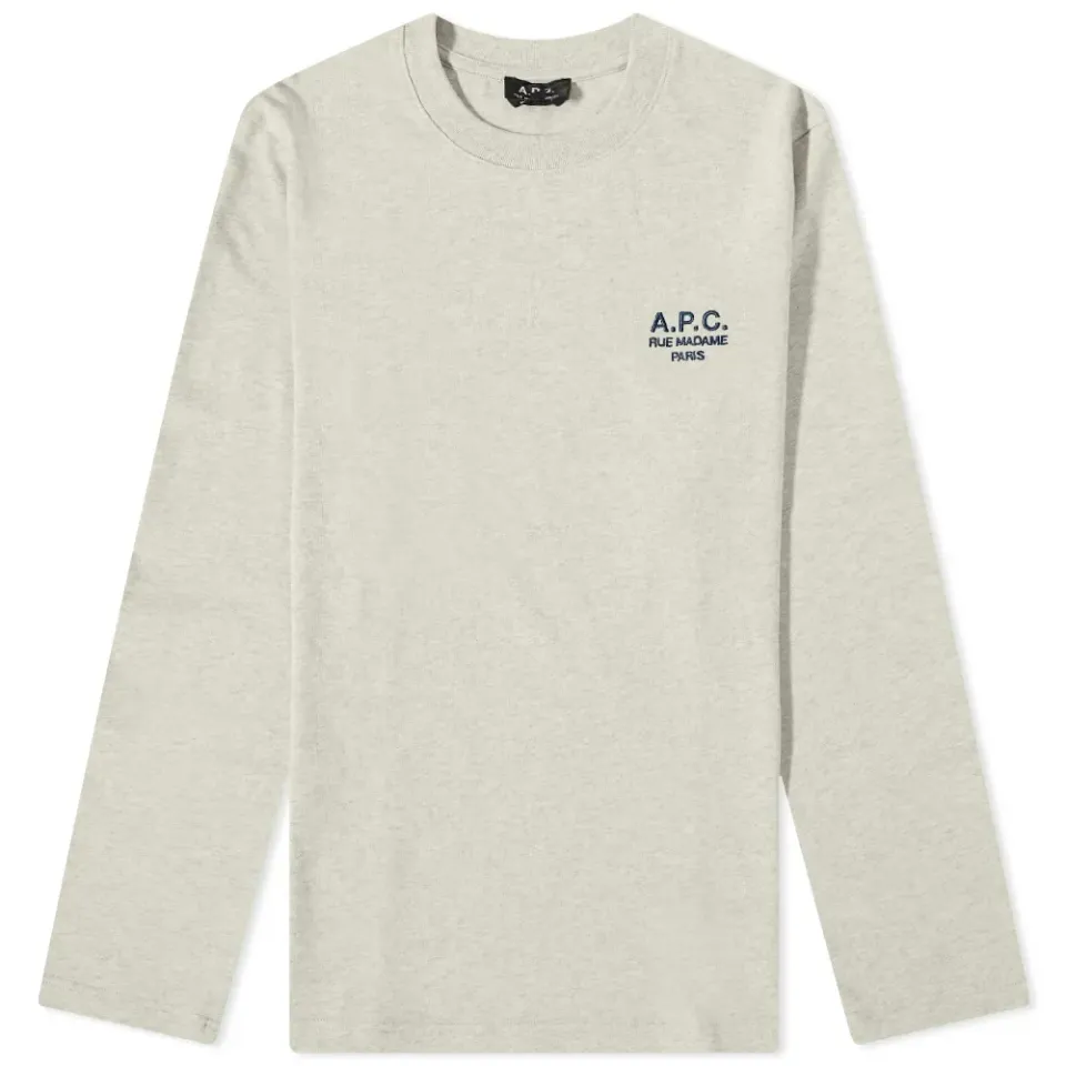 A.P.C. Long Sleeve Olivier Embroidered Logo T-Shirt