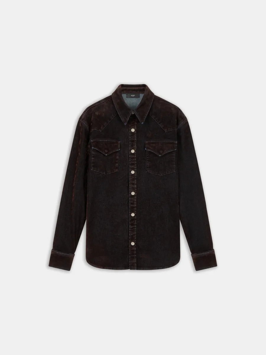 FLOCK LONG SLEEVE DENIM SHIRT - Husk