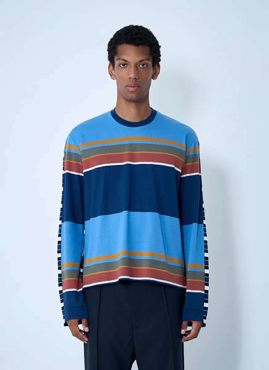 Striped Logo Motif T-Shirt