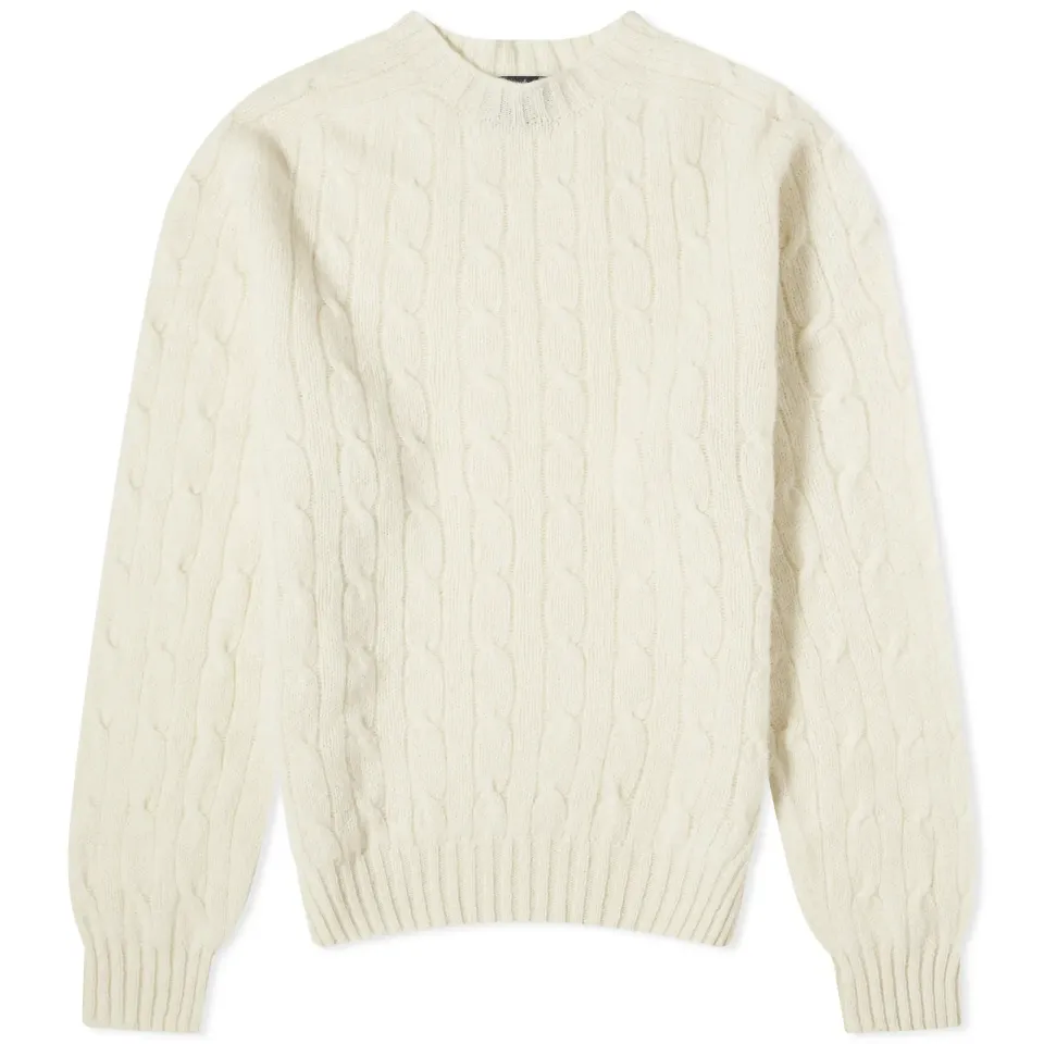 Brushed Shetland Cable Crew Knit