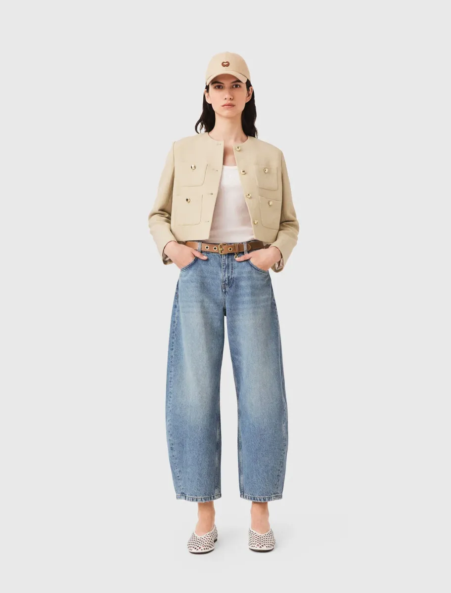 Short linen blend jacket