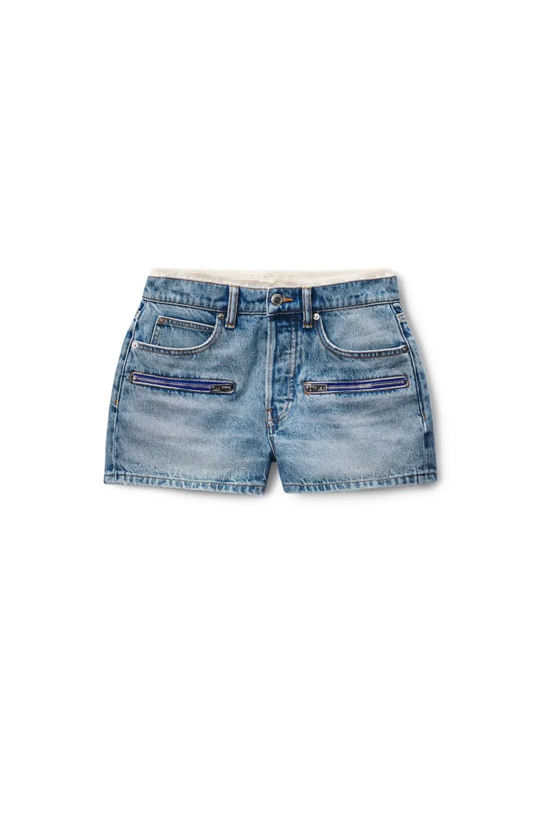 Silk Zip Mid-Rise Short