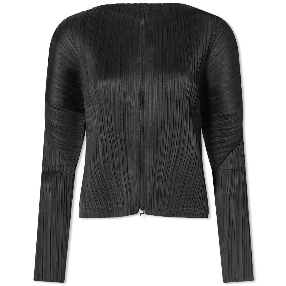 Long Sleeve Pleats Zip Top