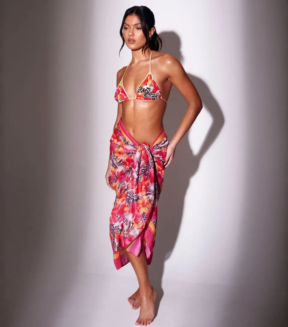 Women's Pink Floral Beach Sarong