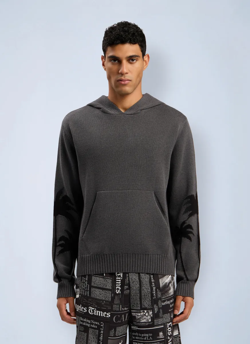 Back Palms Knit Hooded Sweatshirt