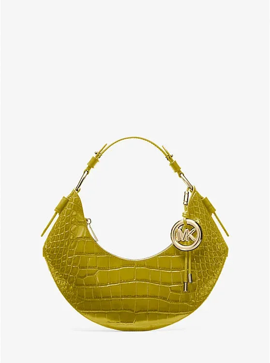 Koa Medium Crocodile Embossed Leather Shoulder Bag