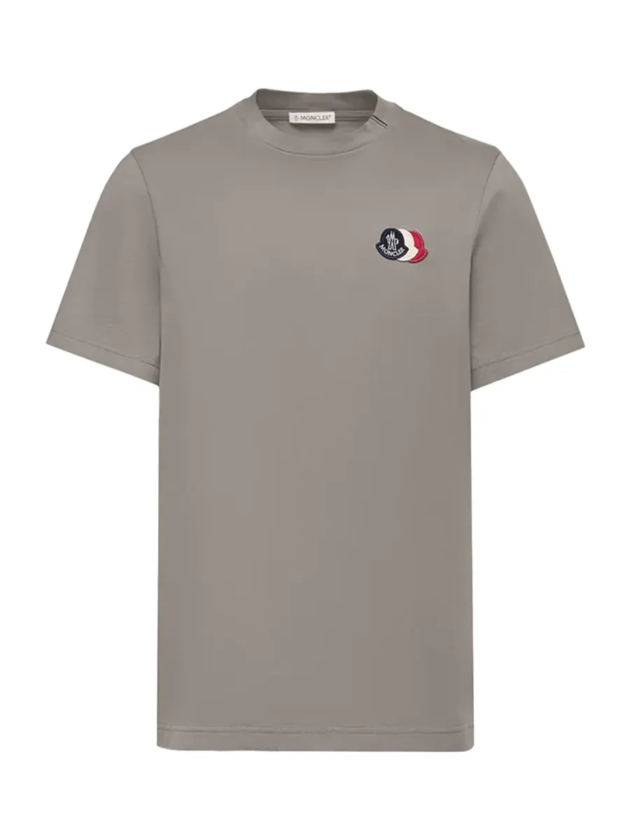 Men Embroidered Tricolor Logo T-shirt Grey
