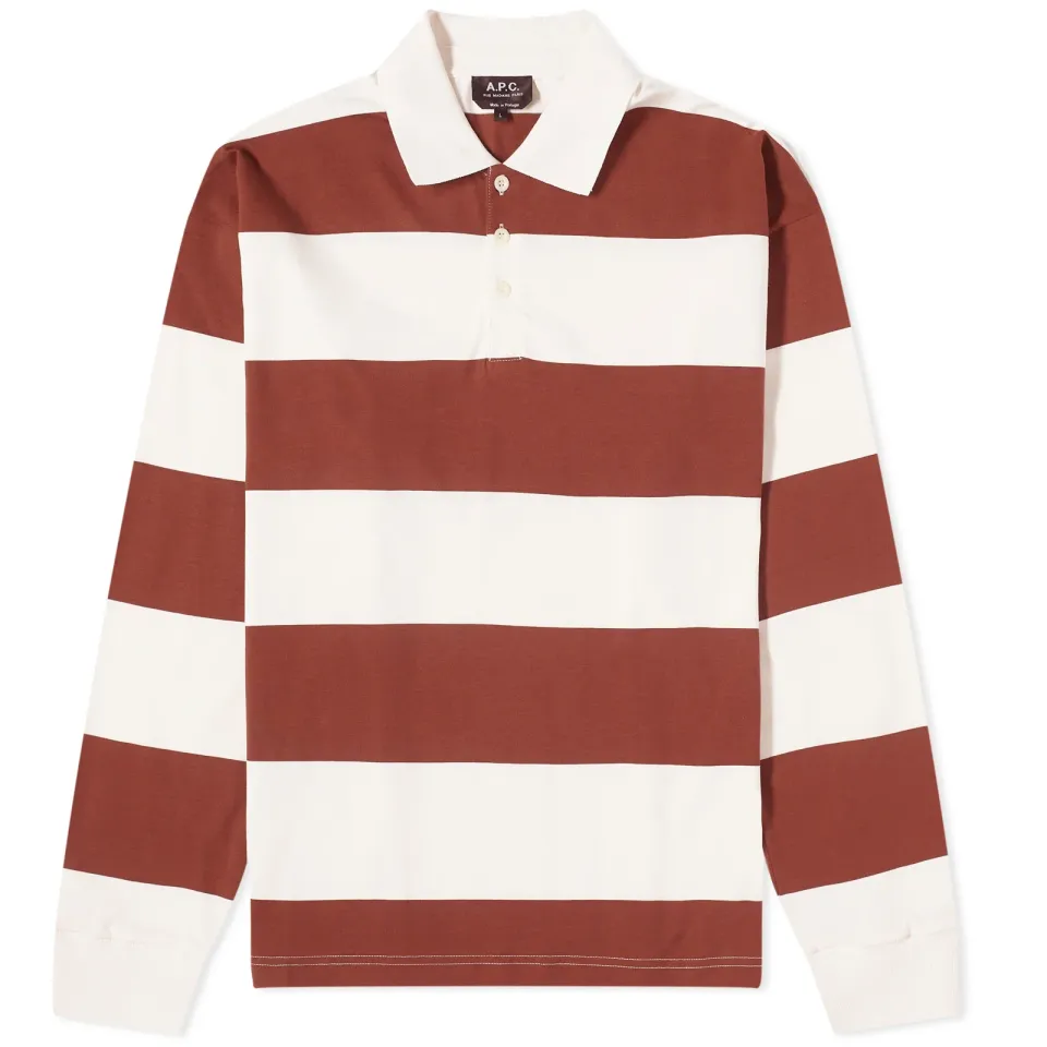 A.P.C. Riley Block Stripe Long Sleeve Polo