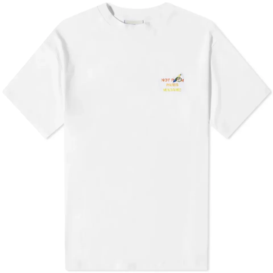 Drôle de Monsieur Parrot Print Back Slogan T-Shirt