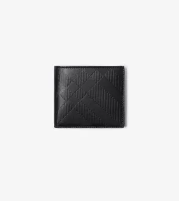 Embossed Check Bifold Wallet in Black