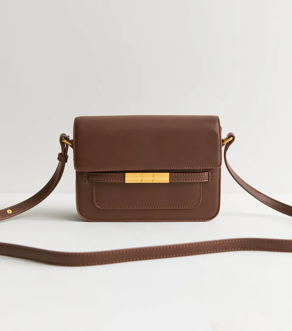 Dark Brown Belted Crossbody Bag Vegan
