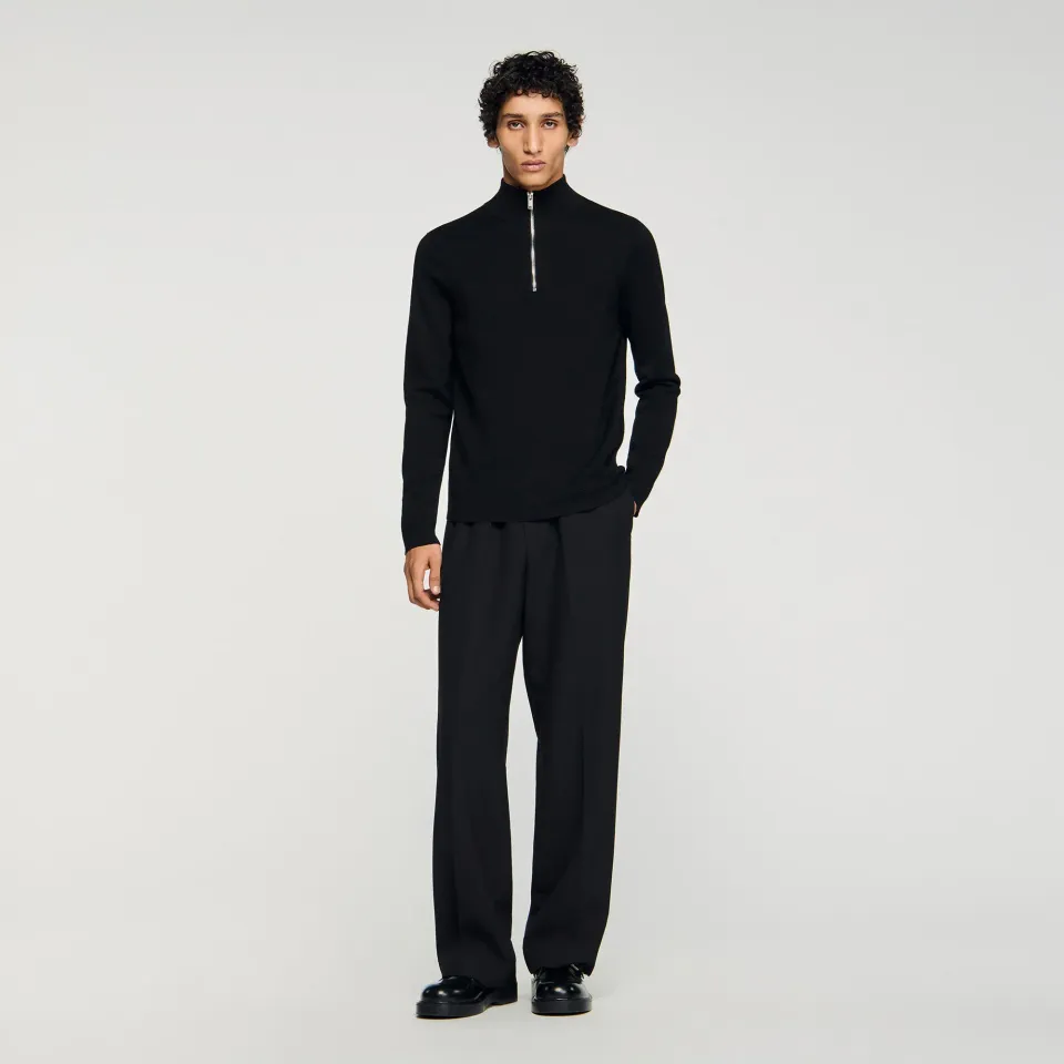Wool jumper with zip collar