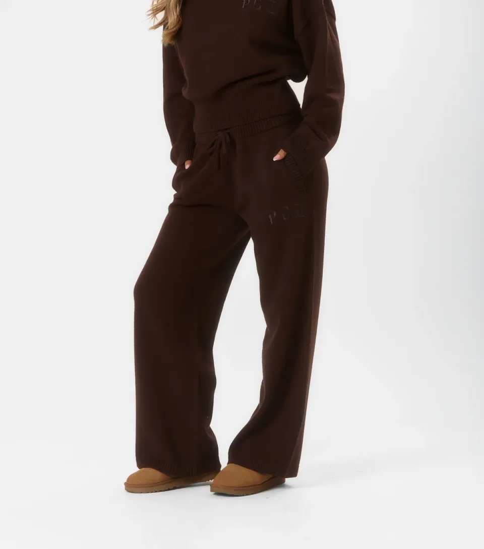 Women's Peach:Fit Dark Brown Knitted Wide Leg Sophie Joggers
