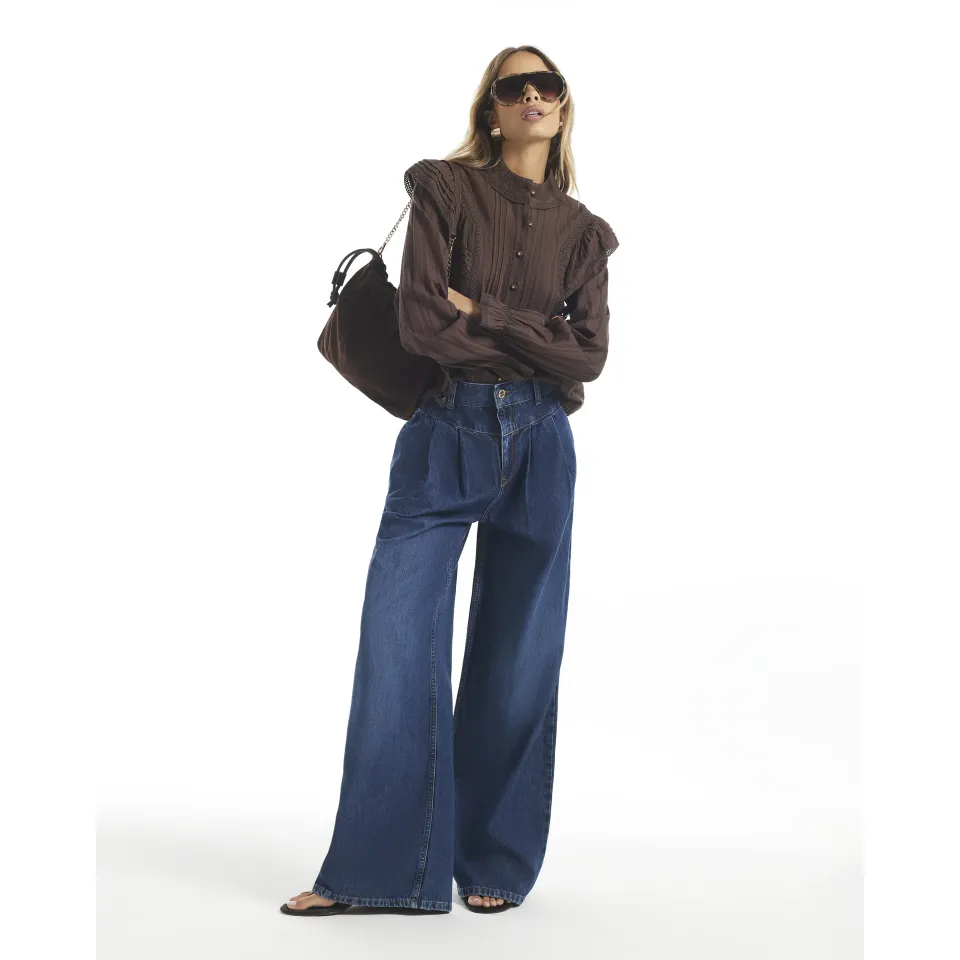 Corset Waist High Waist Wide Leg Jeans