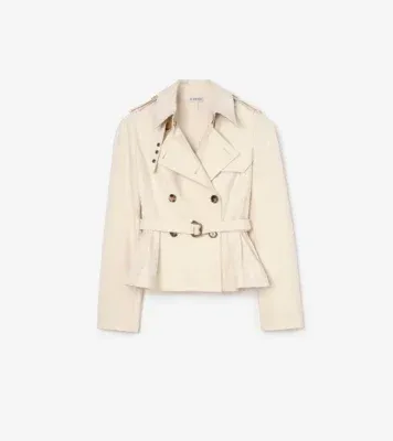 Cotton Isabella Trench Jacket in Linen beige