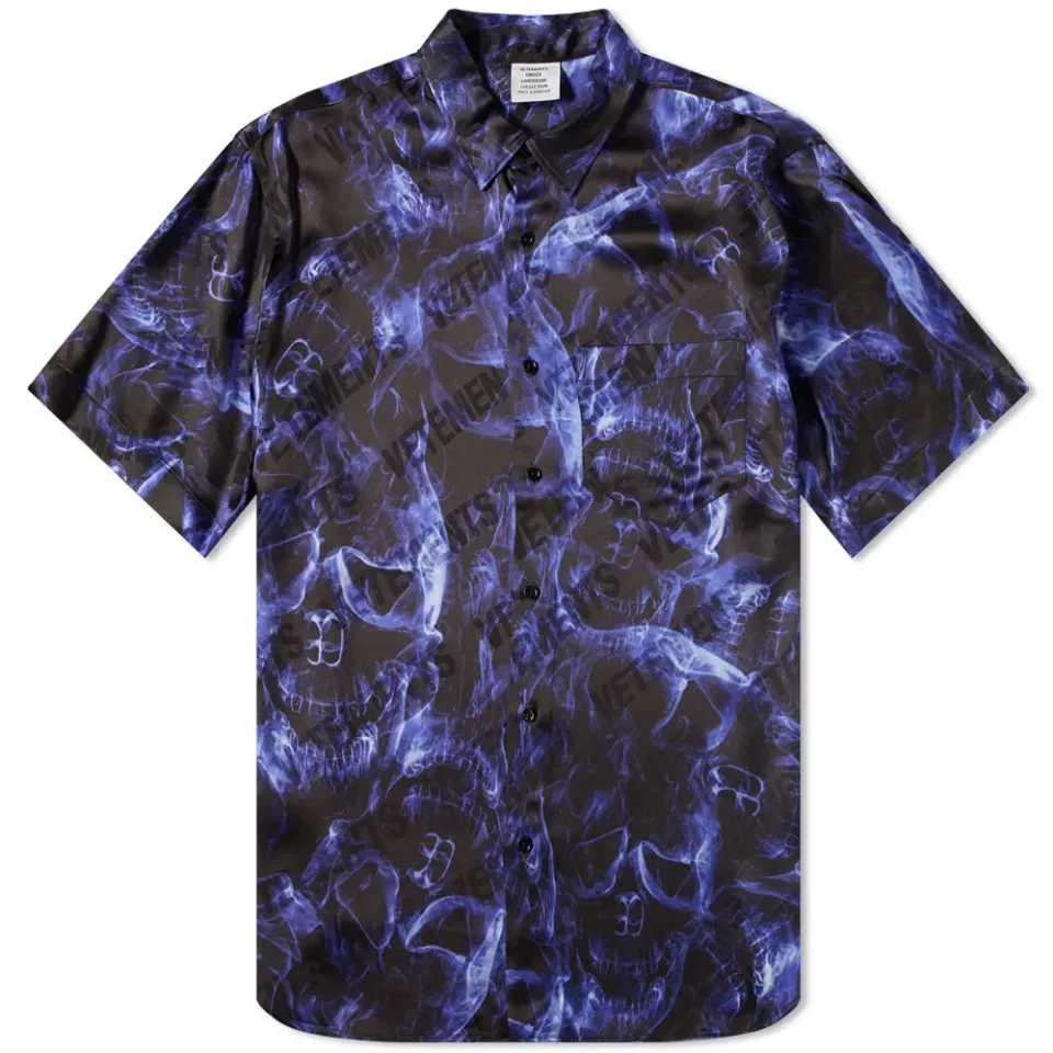 Short Sleeve Skulls Logo Print Shirt