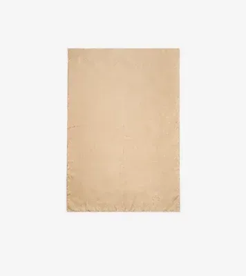 Floral Crest Silk Scarf in Sand beige