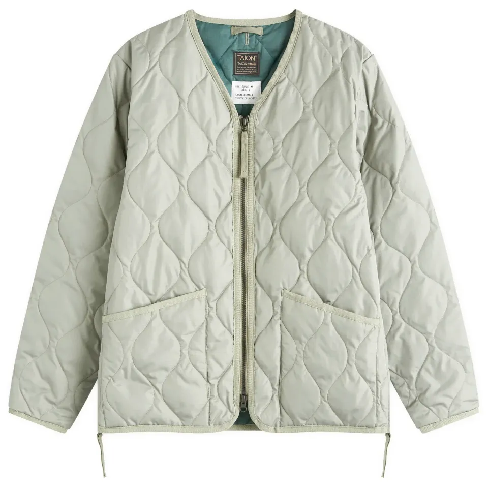 Military Zip V-Neck Down Jacket