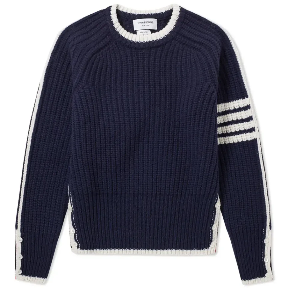 4 Bar Stripe Rib Merino Crew Knit