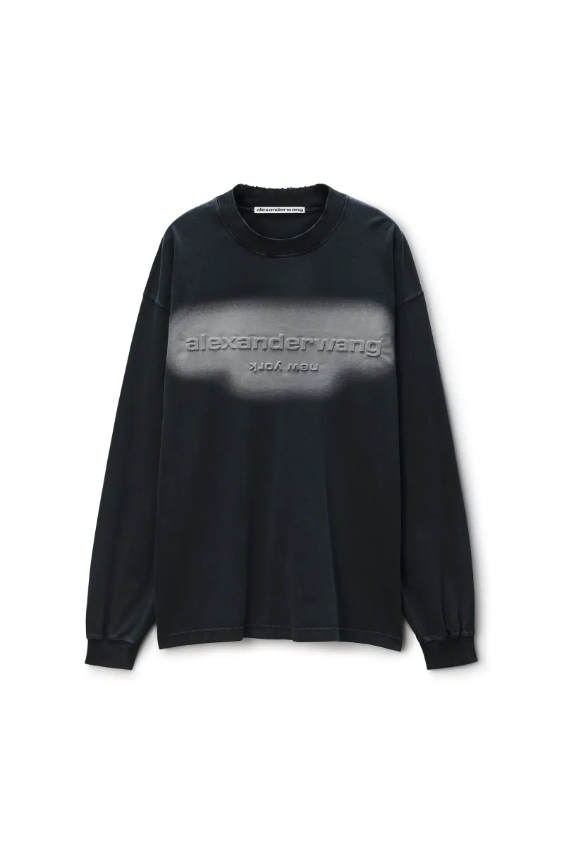 Unisex Long Sleeve Logo Tee in Jersey Oversized