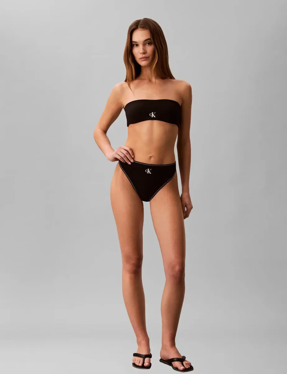 Graphic Monogram High Waisted Bikini Bottoms Black