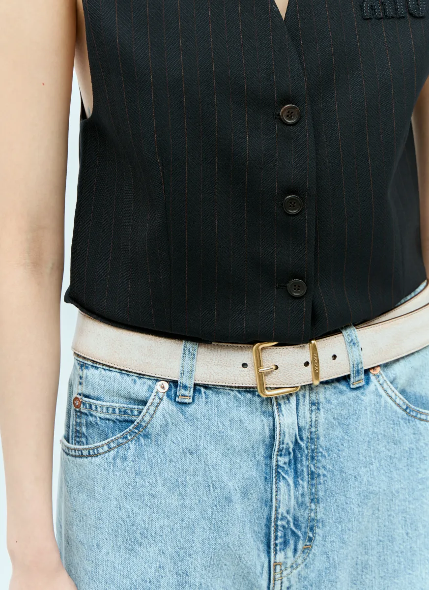 Worn-Effect Nappa Leather Belt