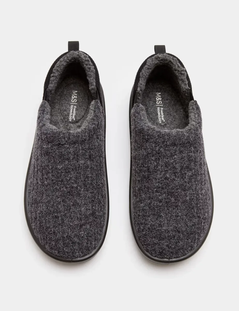 Contrast Slippers with Freshfeet Grey Mix