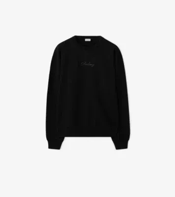 Check Cursive Logo Cotton Sweatshirt in Black