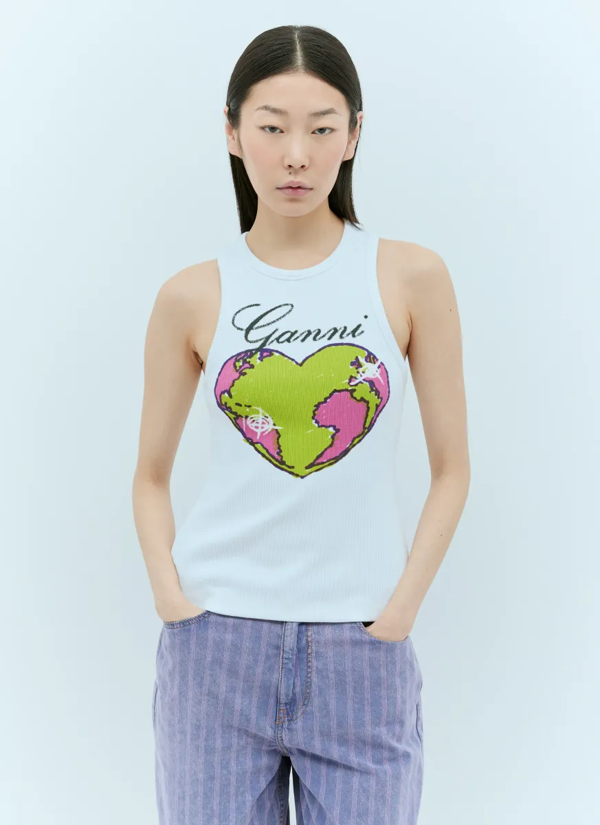Graphic Rib Heart Tank Top