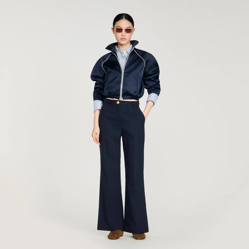 Wide-leg wool trousers