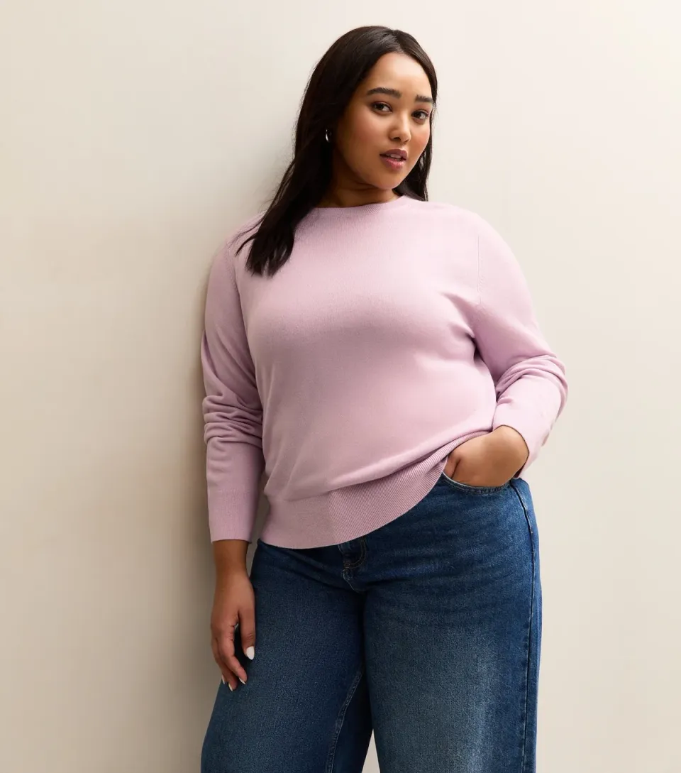 Women's Plus Size Lilac Crew Neck Jumper Curves