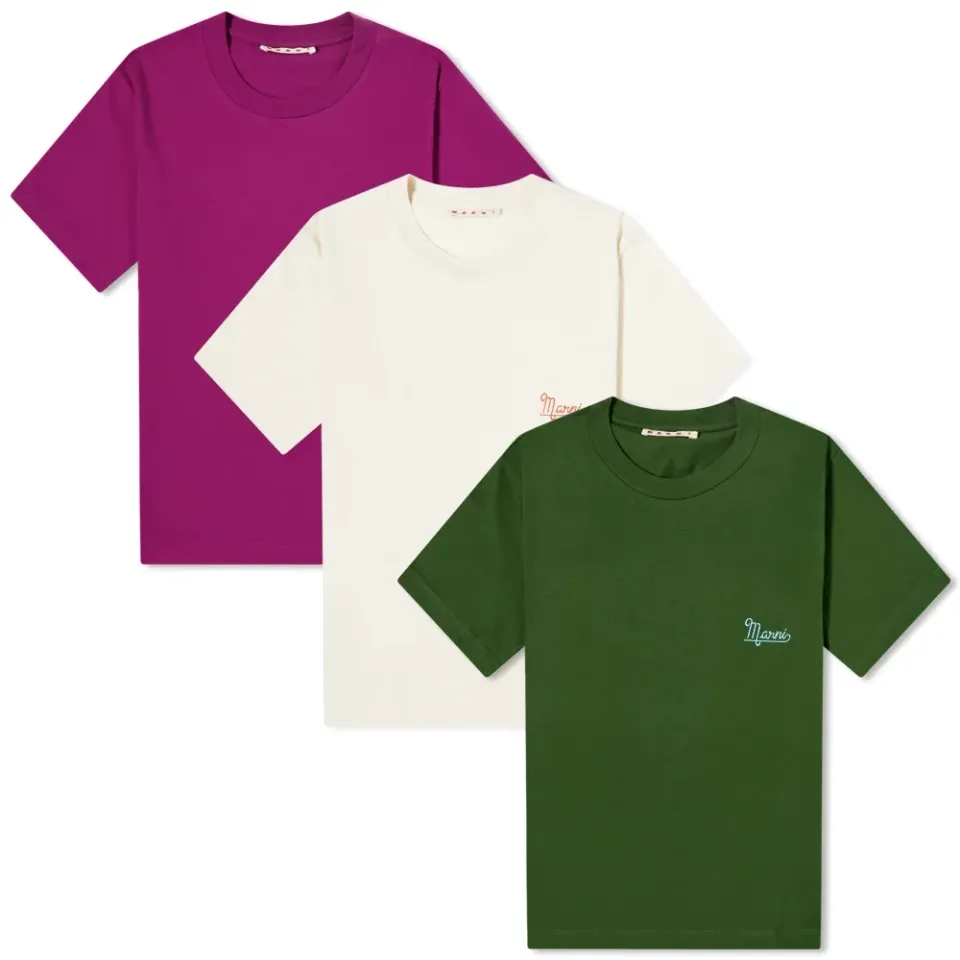 Pack of 3 Cotton Jersey Logo Embroidered T-Shirts