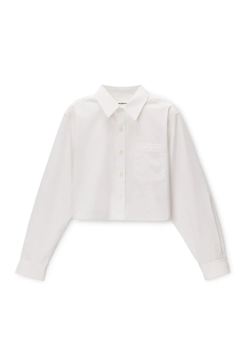 EMBROIDERED LOGO CROPPED SHIRT