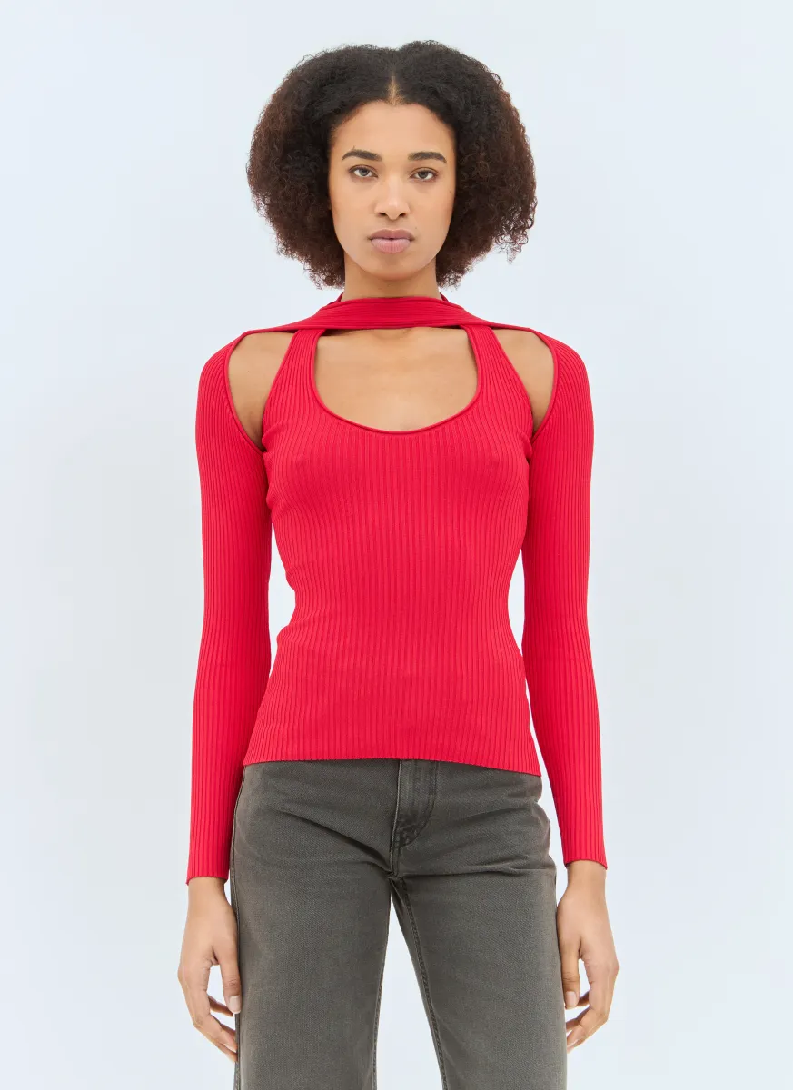 Long Sleeve Cut-Out Knit Top