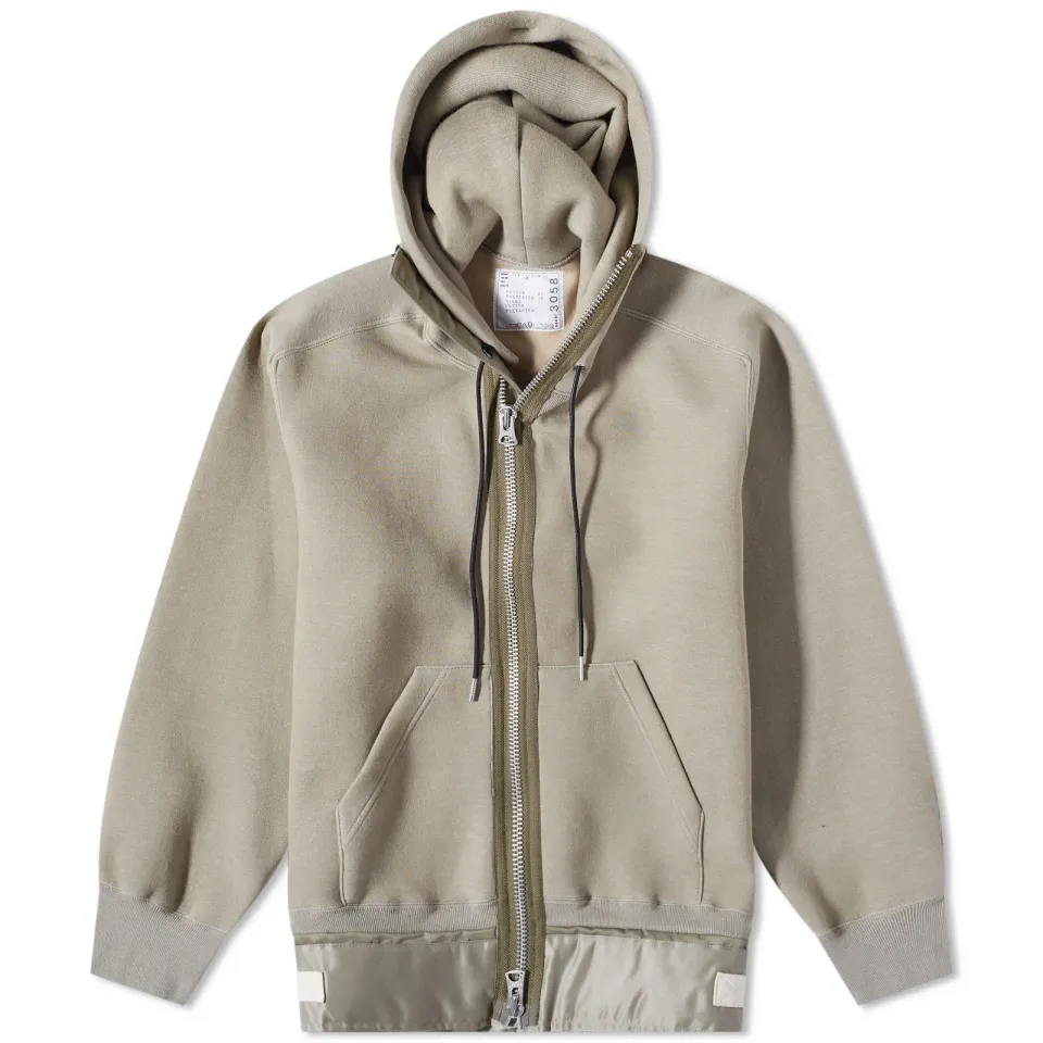 Nylon Twill & Sponge Sweat Hoody
