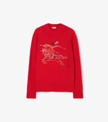 Cross Stitch Knight Wool Cashmere Sweater in Crayon red