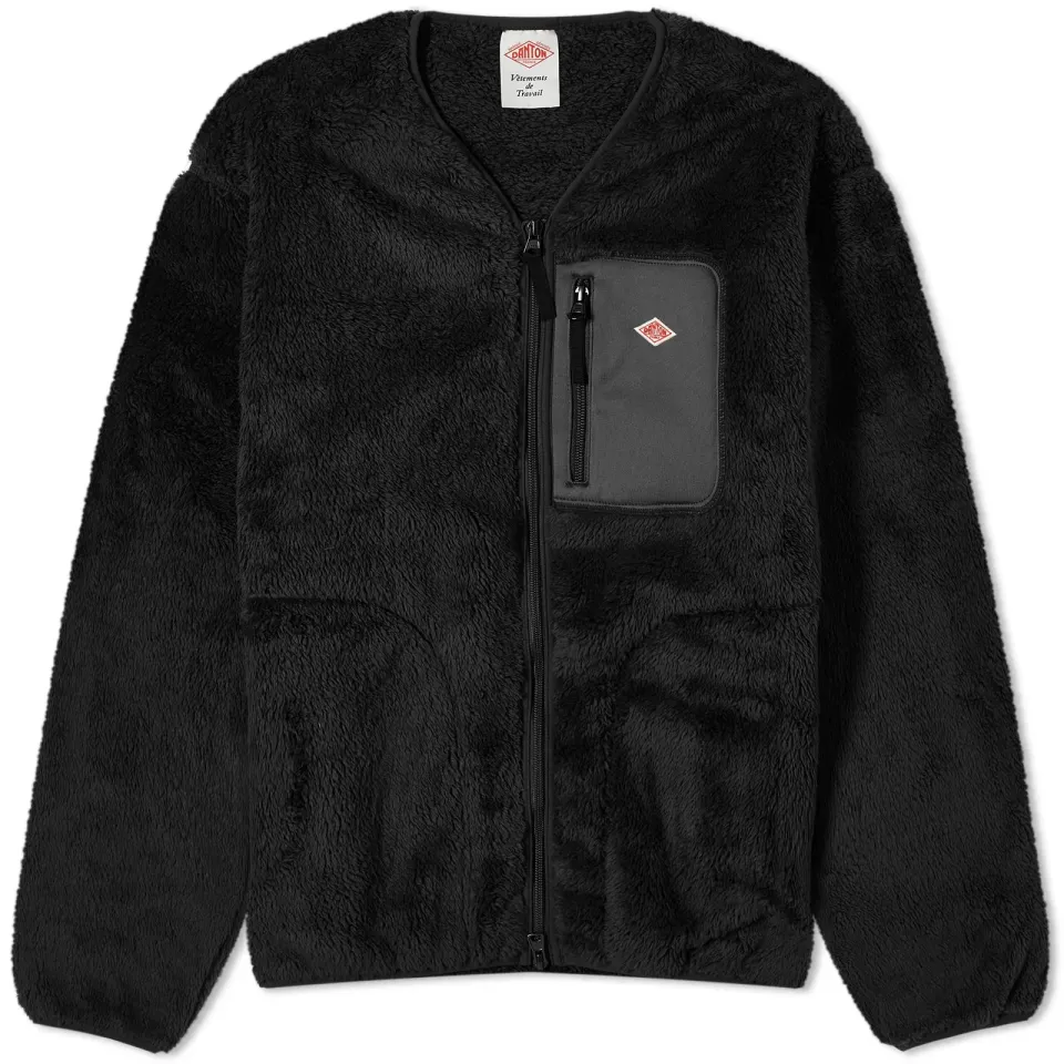 High Pile Fleece V Neck Jacket